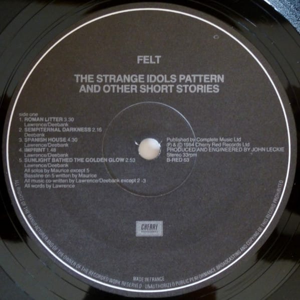 Felt - The Strange Idols Pattern And Other Short Stories - Image 3